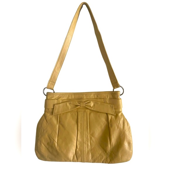 Handbags - Genuine Leather Butter Yellow Bow Purse Shoulder Bag
